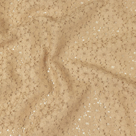 Metallic Gold and Beige Floral Corded Lace