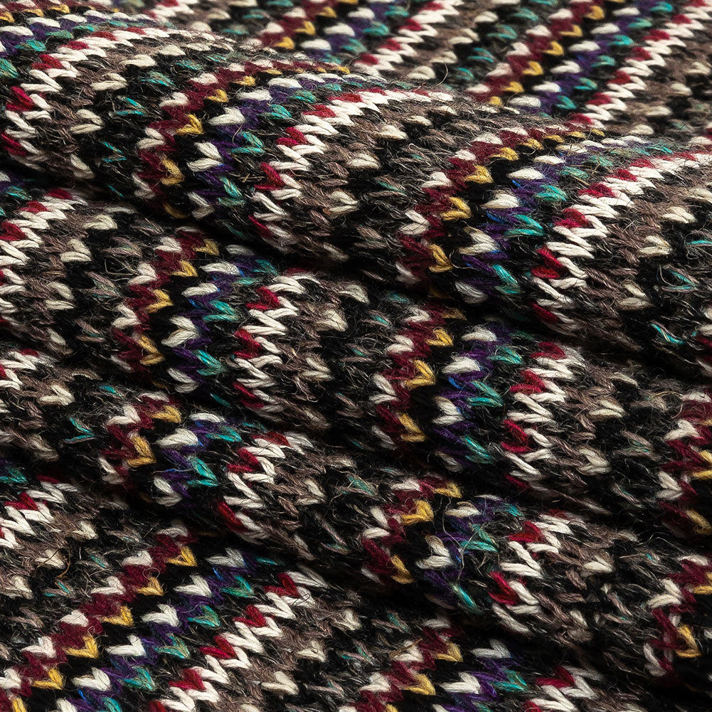 Italian Port Royale, Taupe and Blue Striped Chunky Blended Wool Sweater Knit