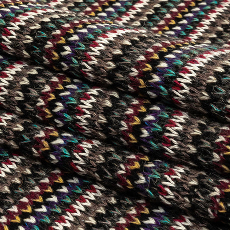 Italian Port Royale, Taupe and Blue Striped Chunky Blended Wool Sweater Knit