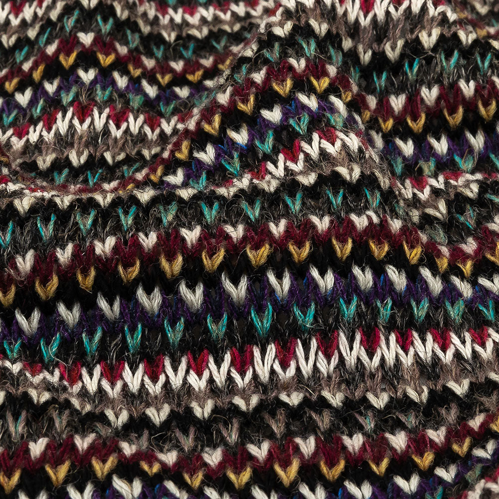 Italian Port Royale, Taupe and Blue Striped Chunky Blended Wool Sweater Knit