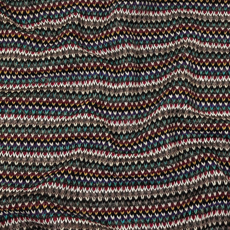 Italian Port Royale, Taupe and Blue Striped Chunky Blended Wool Sweater Knit