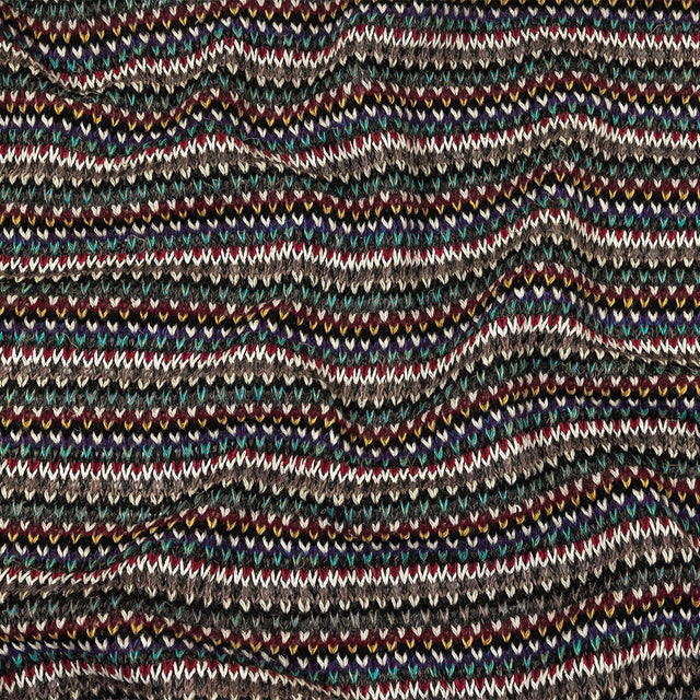 Italian Port Royale, Taupe and Blue Striped Chunky Blended Wool Sweater Knit