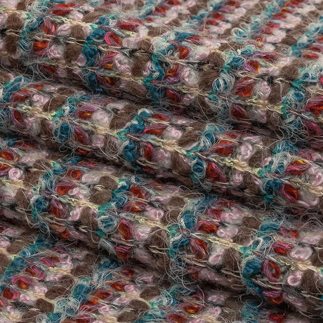 Italian Taupe, Keepsake Lilac and Teal Striped Boucle Chunky Wool Sweater Knit