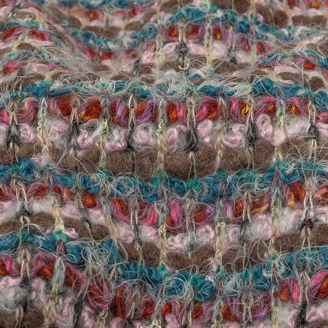 Italian Taupe, Keepsake Lilac and Teal Striped Boucle Chunky Wool Sweater Knit