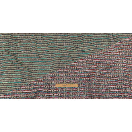 Italian Taupe, Keepsake Lilac and Teal Striped Boucle Chunky Wool Sweater Knit
