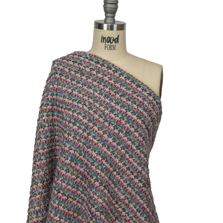 Italian Taupe, Keepsake Lilac and Teal Striped Boucle Chunky Wool Sweater Knit