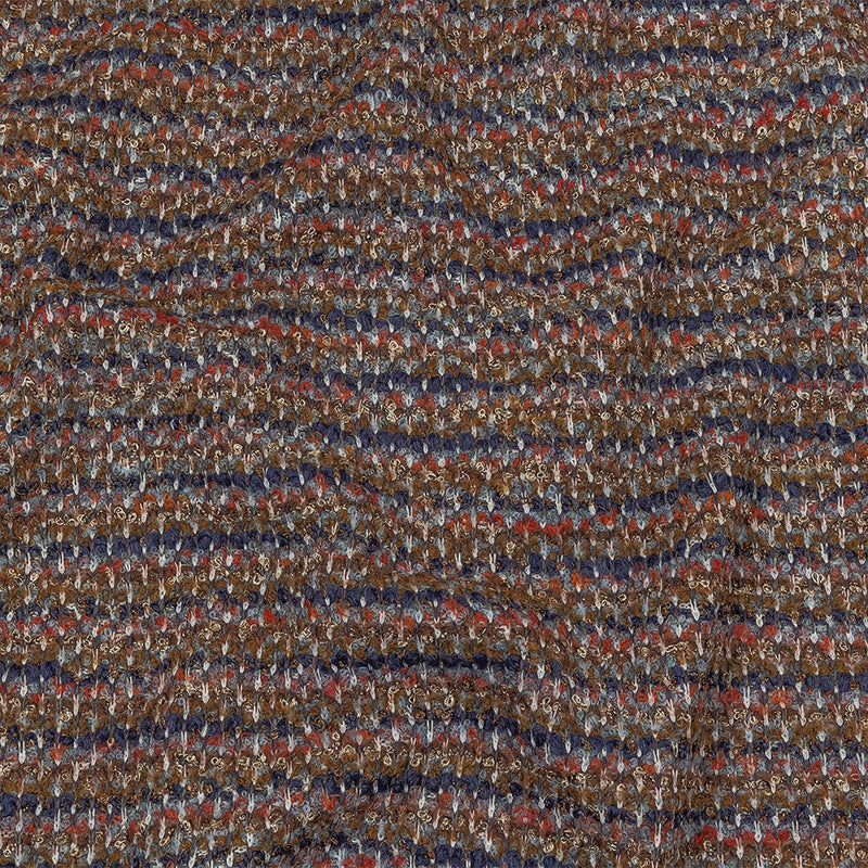 Italian Tan, Red and Blue Striped Boucle Chunky Wool Sweater Knit