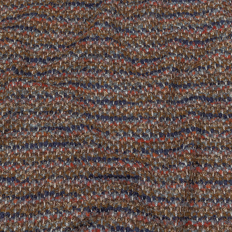 Italian Tan, Red and Blue Striped Boucle Chunky Wool Sweater Knit