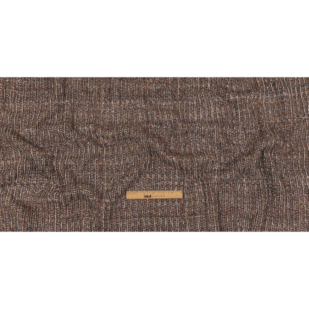 Italian Beige, Barrier Reef and White Tweedy Blended Wool Ribbed Sweater Knit
