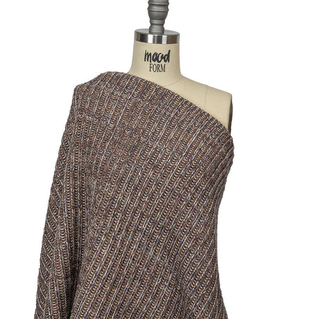 Italian Beige, Barrier Reef and White Tweedy Blended Wool Ribbed Sweater Knit