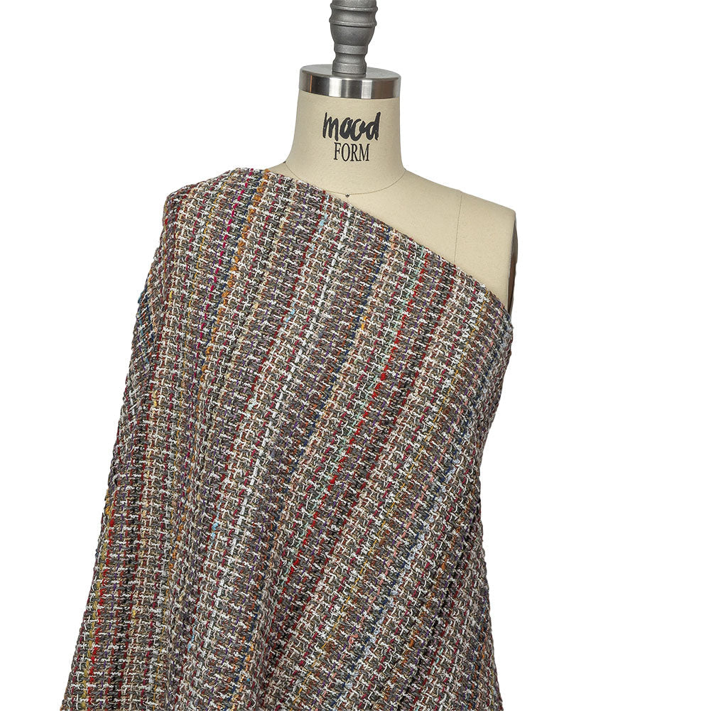 Italian White, Gray and Multicolor Blended Wool Tweed