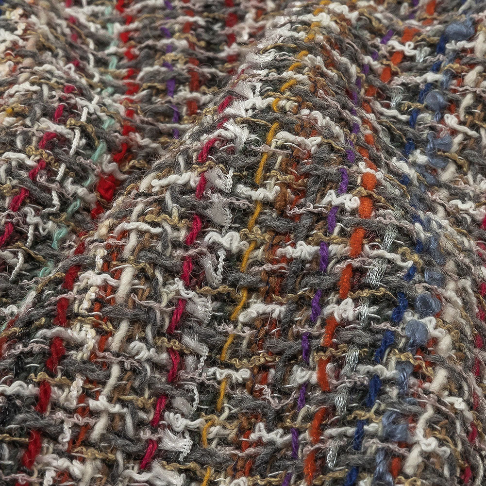 Italian White, Beige and Multicolor Blended Wool Tweed