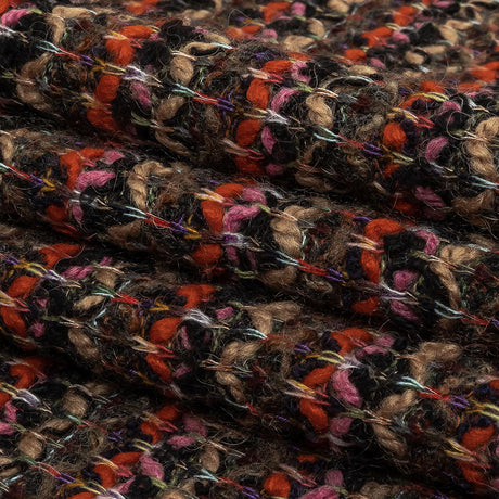Italian Pink, Black and Orange Striped Boucle Chunky Blended Wool Sweater Knit