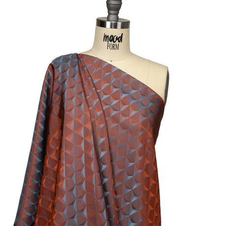 Blue and Orange Bi-Color Triangles Jacquard Lining