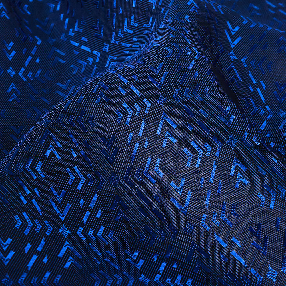 Cobalt and Navy Bi-Color Diamonds Jacquard Lining