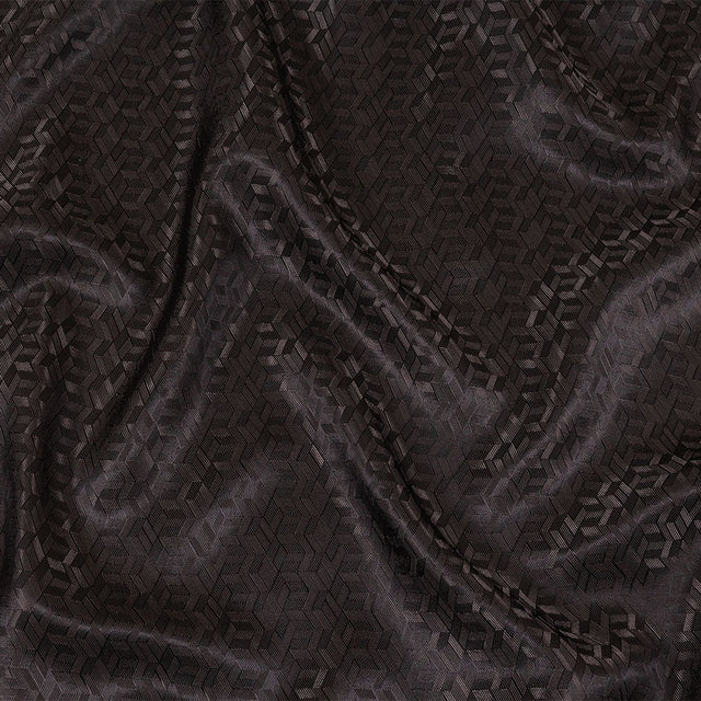 Black and Charcoal Faux 3D Boxes Jacquard Lining