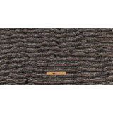 Burgundy, Cream and Metallic Silver Striped Boucle Blended Wool Sweater Knit with Black Eyelash Fringe