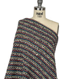Italian Red, Blue and Sweet Corn Striped Boucle Blended Wool Sweater Knit