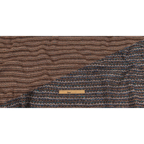 Teal, Gray and Taupe Striped Boucle Blended Wool Sweater Knit
