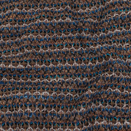 Teal, Gray and Taupe Striped Boucle Blended Wool Sweater Knit