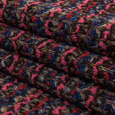 Italian Pink, Blue and Red Striped Boucle Blended Wool Sweater Knit