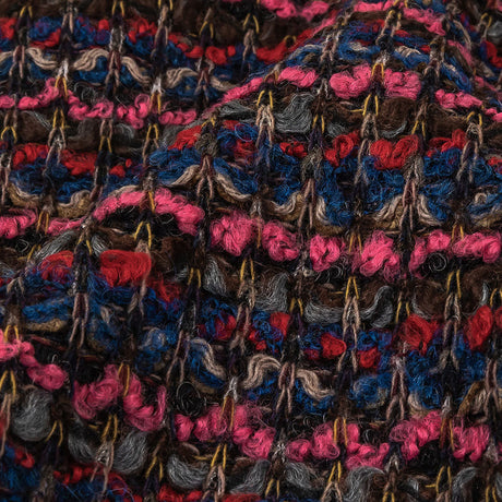 Italian Pink, Blue and Red Striped Boucle Blended Wool Sweater Knit