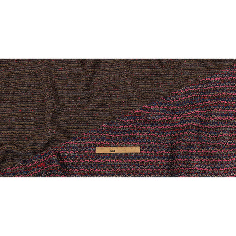 Italian Pink, Blue and Red Striped Boucle Blended Wool Sweater Knit