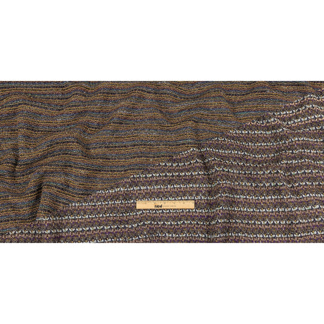 Warm Gray, Grape and Metallic Silver Striped Chunky Blended Wool Sweater Knit