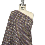 Warm Gray, Grape and Metallic Silver Striped Chunky Blended Wool Sweater Knit