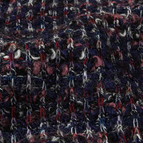 Italian Maritime Blue, Dusty Rose, and Red Striated Boucle Blended Wool Sweater Knit