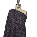 Italian Maritime Blue, Dusty Rose, and Red Striated Boucle Blended Wool Sweater Knit
