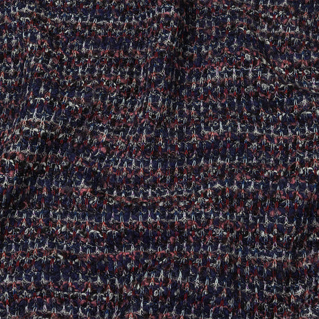 Italian Maritime Blue, Dusty Rose, and Red Striated Boucle Blended Wool Sweater Knit
