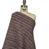 Italian Gray, Beige, and Red Striped Boucle Blended Wool Sweater Knit with Clear Baby Sequins