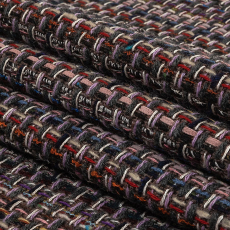 Italian Charcoal, Candy Pink and Blue Blended Wool Tweed
