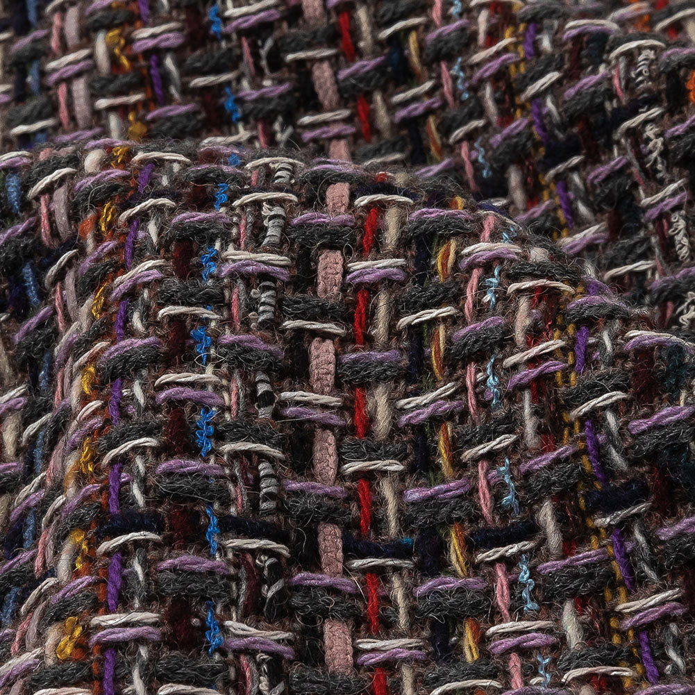 Italian Charcoal, Candy Pink and Blue Blended Wool Tweed