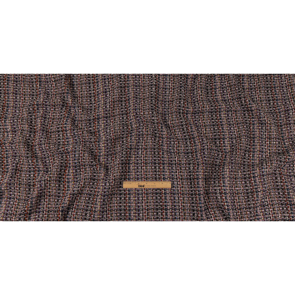 Italian Charcoal, Candy Pink and Blue Blended Wool Tweed