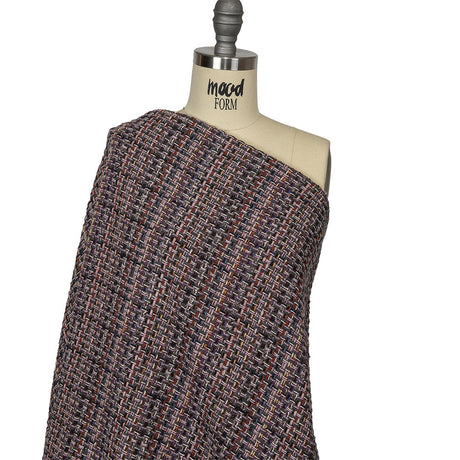 Italian Charcoal, Candy Pink and Blue Blended Wool Tweed