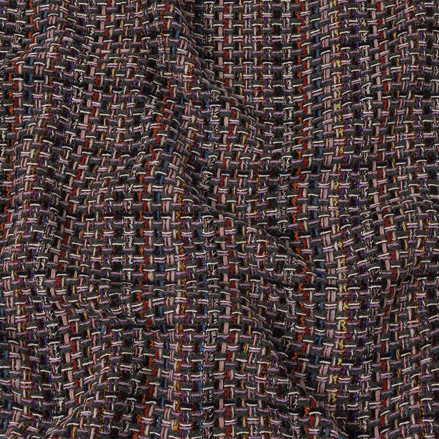 Italian Charcoal, Candy Pink and Blue Blended Wool Tweed