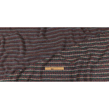 Italian Gray, Emerald, and Pink Striped Boucle Blended Wool Sweater Knit