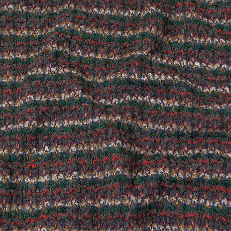 Italian Gray, Emerald, and Pink Striped Boucle Blended Wool Sweater Knit