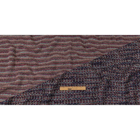 Italian Navy, Red and Orange Striped Boucle Blended Wool Sweater Knit