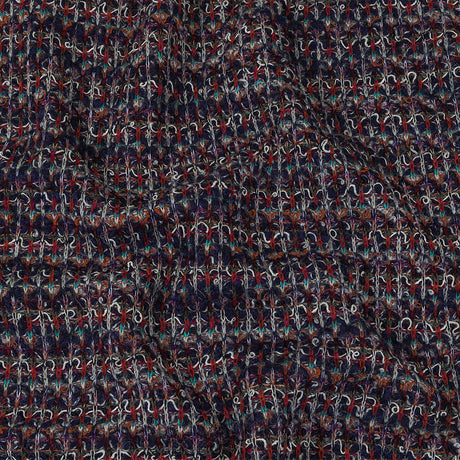 Italian Navy, Red and Orange Striped Boucle Blended Wool Sweater Knit