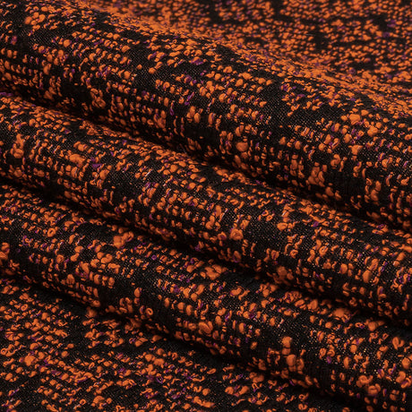 Metallic Gold, Shocking Orange and Black Diamonds Polyester Boucled Jacquard
