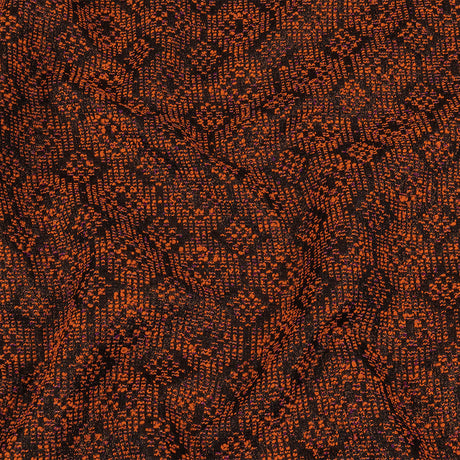 Metallic Gold, Shocking Orange and Black Diamonds Polyester Boucled Jacquard