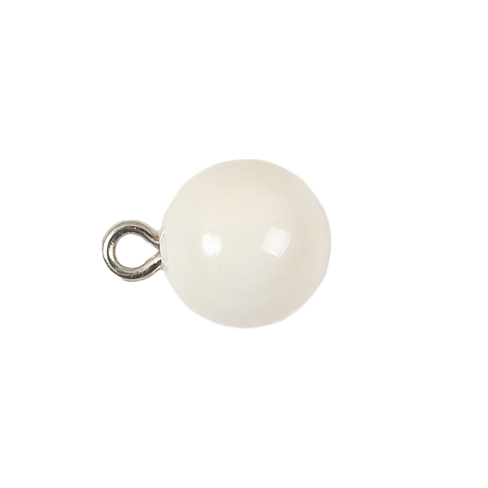 Vintage Chalk White Glass Shank Back Ball Button - 20L/12.5mm