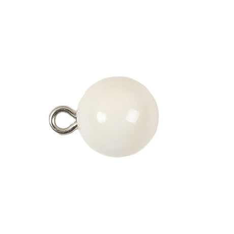 Vintage Chalk White Glass Shank Back Ball Button - 20L/12.5mm