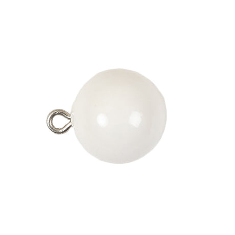 Vintage Chalk White Glass Shank Back Ball Button - 25L/16mm