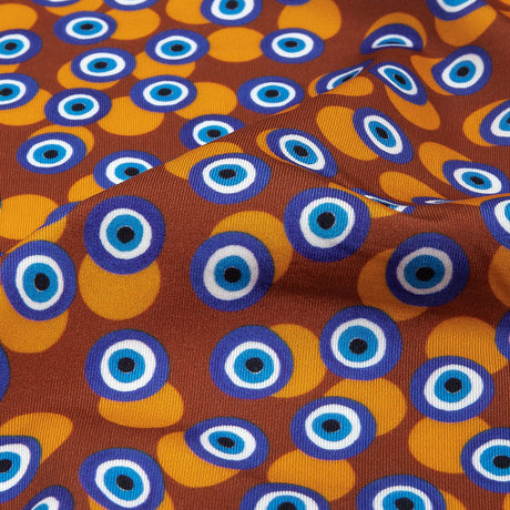 Blue and Brown Bouncing Evil Eye Caye UV Protective Compression Swimwear Tricot with Aloe Vera Microcapsules