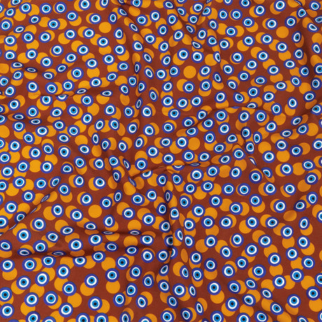 Blue and Brown Bouncing Evil Eye Caye UV Protective Compression Swimwear Tricot with Aloe Vera Microcapsules