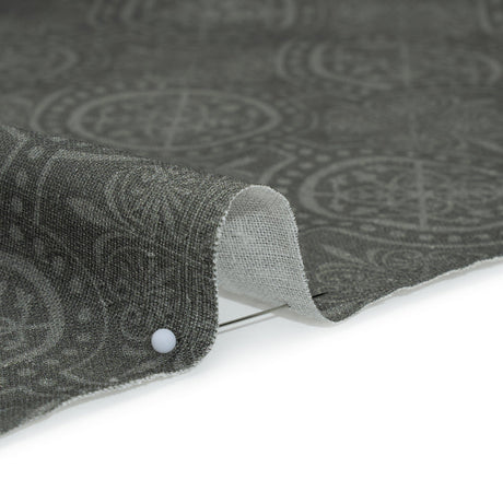 Linen and Rayon Woven Print - Gray Medallions - Mood Exclusive Gawain's Glory